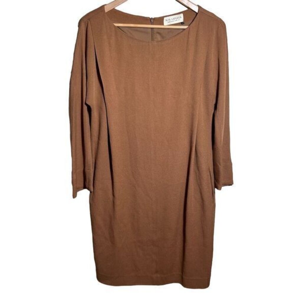 M.M. Lafleur Women's A-Line Tunic Dress Camel Tan Brown 3/4 Sleeve Size 8